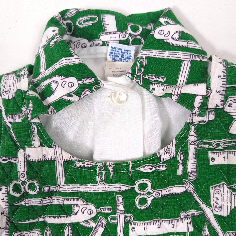 Vintage Ruth Scharf Dress Baby Girls Size 12-18m Green Math Ruler School - Picture 2 of 5